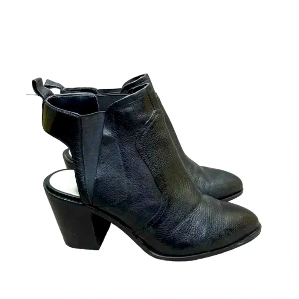 1. State Leban Slingback Leather Booties Women 7M Black Pointed Toe Boots